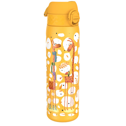 Leak Proof Slim Water Bottle, Stainless Steel, Giraffes, 600ml (20oz)