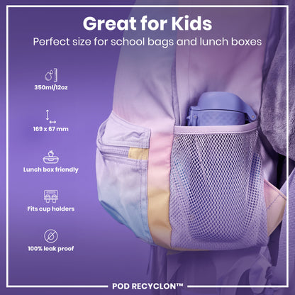 Leak Proof Kids' Water Bottle, Recyclon, Light Purple, 350ml (12oz)