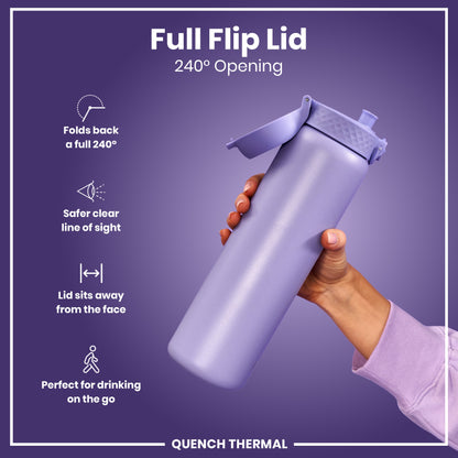 Leak Proof 1 Litre Thermal Water Bottle, Insulated, Light Purple, 1L