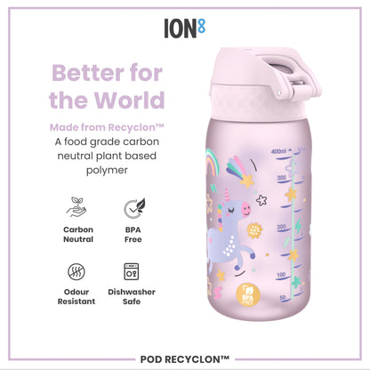 Leak Proof Kids Water Bottle, Recyclon, Unicorns, 350ml (12oz)