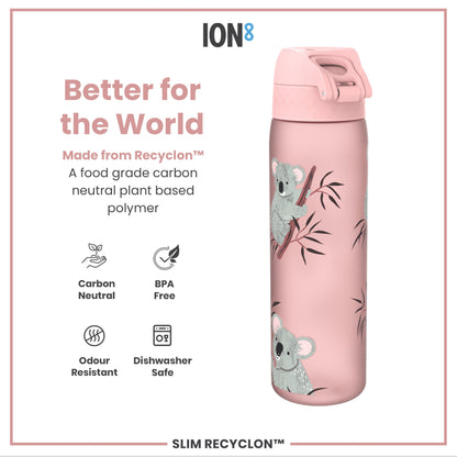 Leak Proof Slim Water Bottle, Recyclon, Koala, 500ml (18oz)