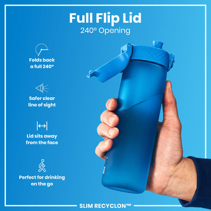 Leak Proof Slim Water Bottle, Recyclon, Blue, 500ml (18oz)