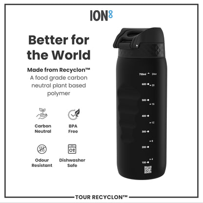 Leak Proof Water Bottle, Recyclon, Black, 750ml (24oz)