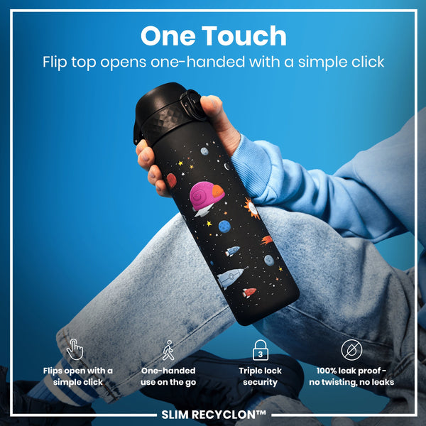 Leak Proof Slim Water Bottle, Recyclon, Spaceships, 500ml (18oz)