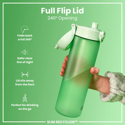 Leak Proof Slim Water Bottle, Recyclon, Surf Green, 500ml (18oz)