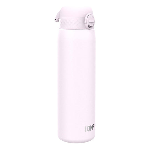 A light purple water bottle stands upright against a white background. The bottle has a screw-on lid with a carrying loop. ION8 is printed near the base.