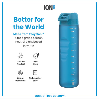 Leak Proof 1 litre Water Bottle, Recyclon, Blue