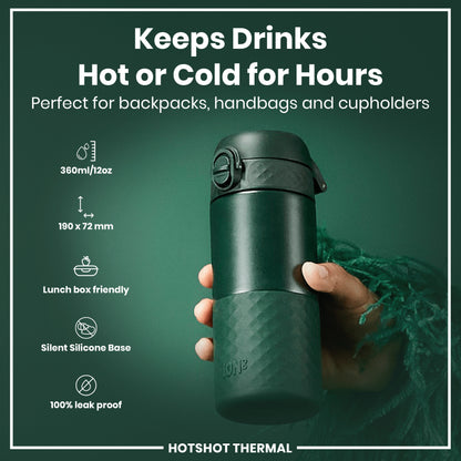 HotShot Leak Proof Insulated Cup, Travel Mug, Dark Green, 360ml (12oz)