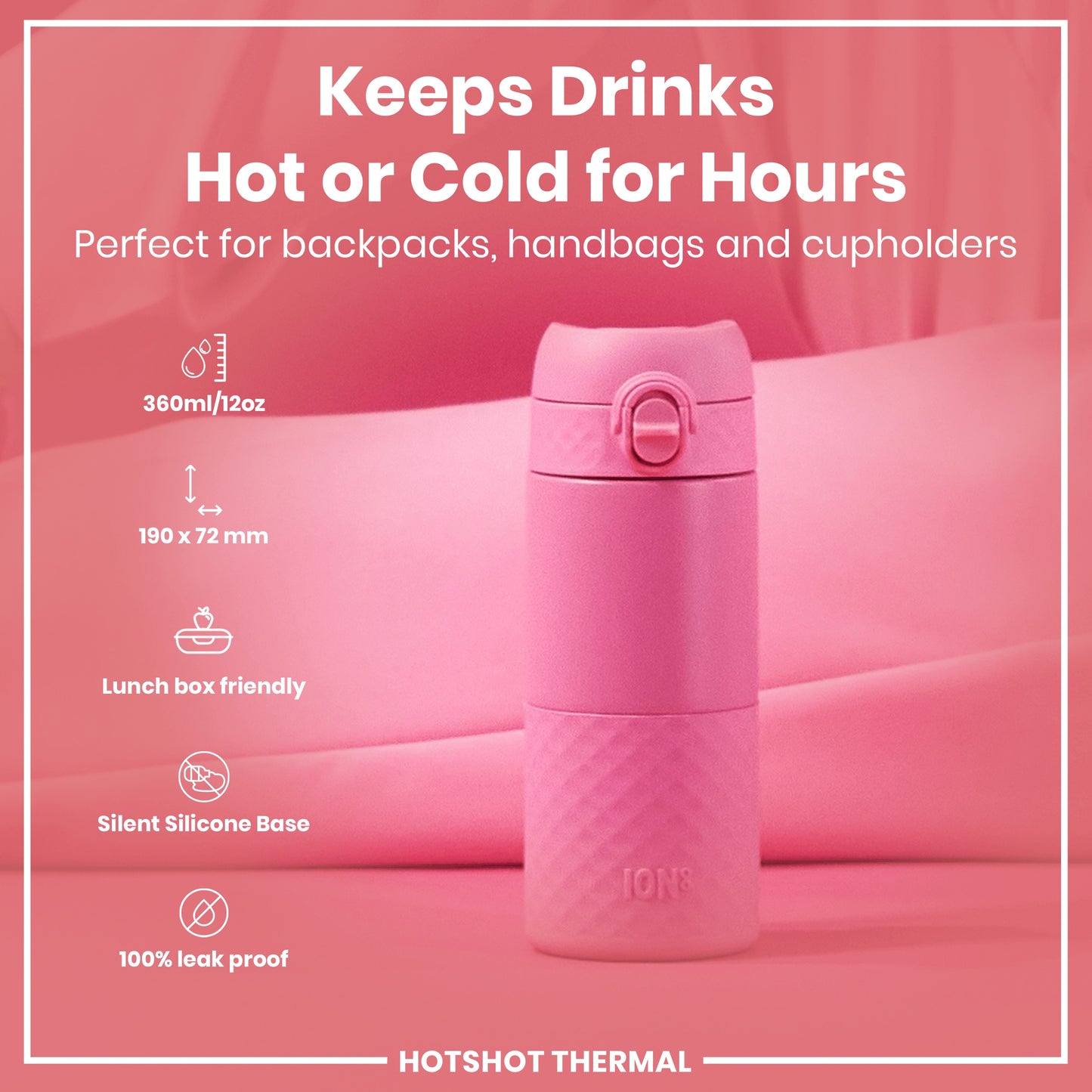 HotShot Leak Proof Insulated Cup, Travel Mug, Rose Bloom, 360ml (12oz)