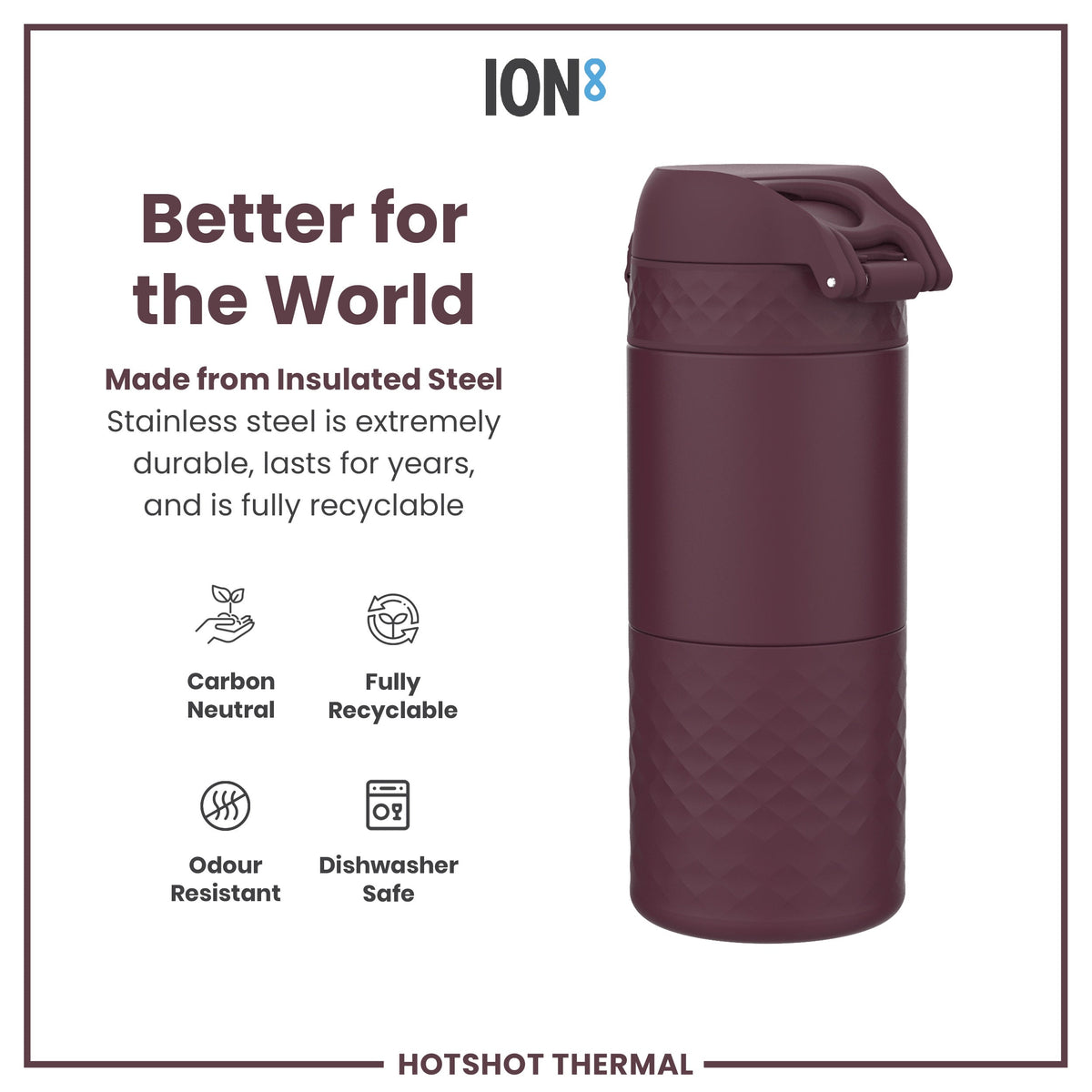 Insulated Steel, Travel Mug, Blackberry, 360ml