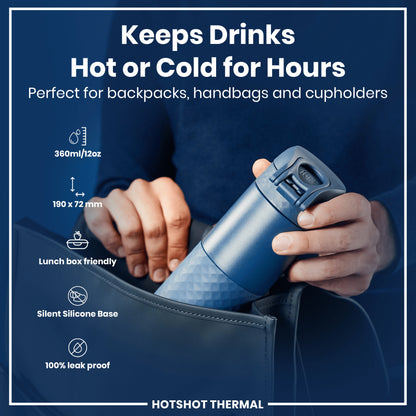 HotShot Leak Proof Insulated Cup, Travel Mug, Ash Navy, 360ml (12oz)