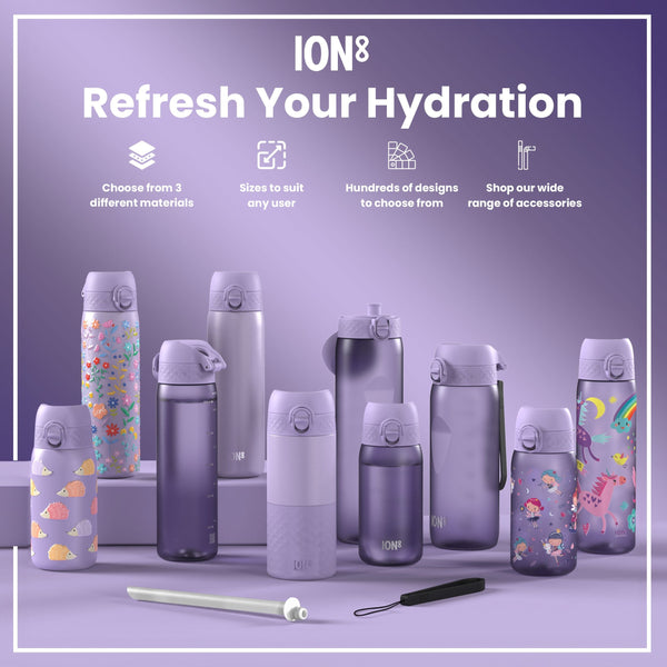 Leak Proof Slim Thermal Steel Water Bottle, Insulated, Unicorns, 500ml (17oz)