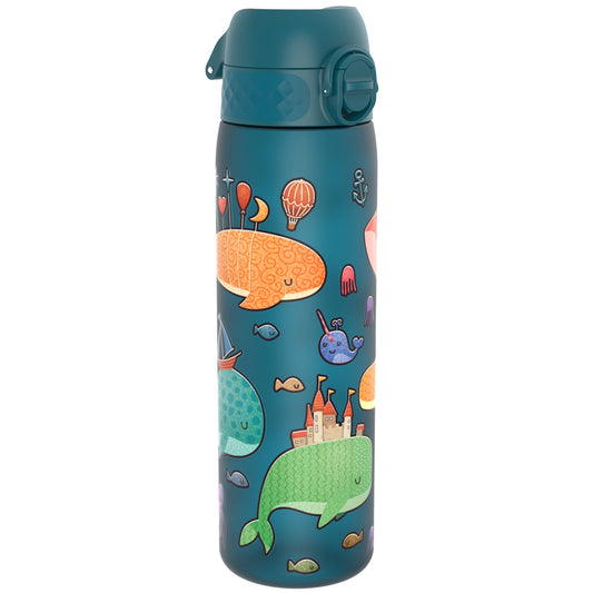 Leak Proof Slim Water Bottle, Recyclon, Whales, 500ml (18oz)