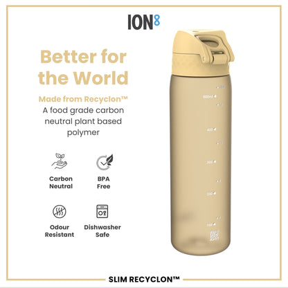 Leak Proof Slim Water Bottle, Recyclon, Desert, 500ml (18oz)