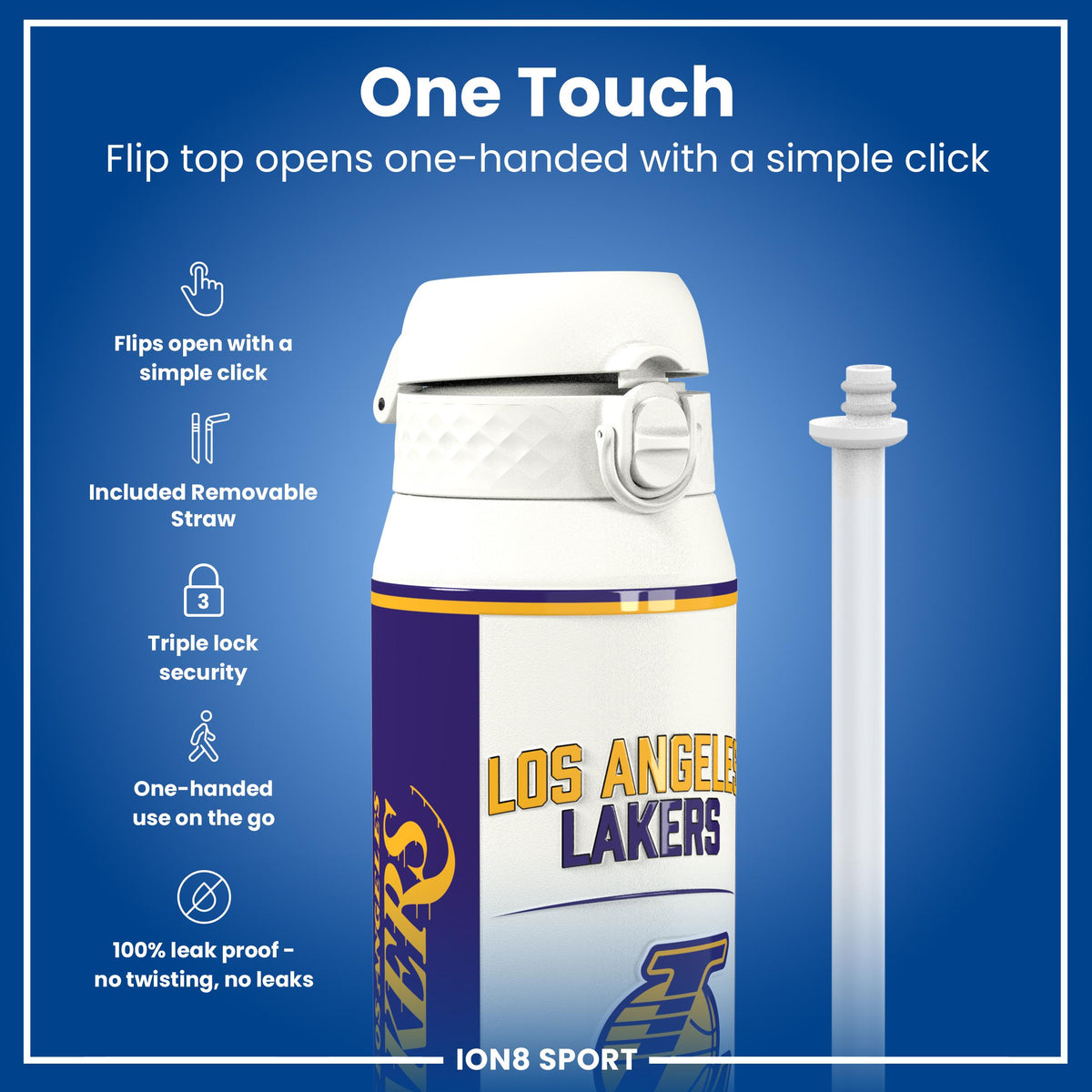 NBA x ION8, Insulated Steel Bottle, LA Lakers, 750ml (24oz)