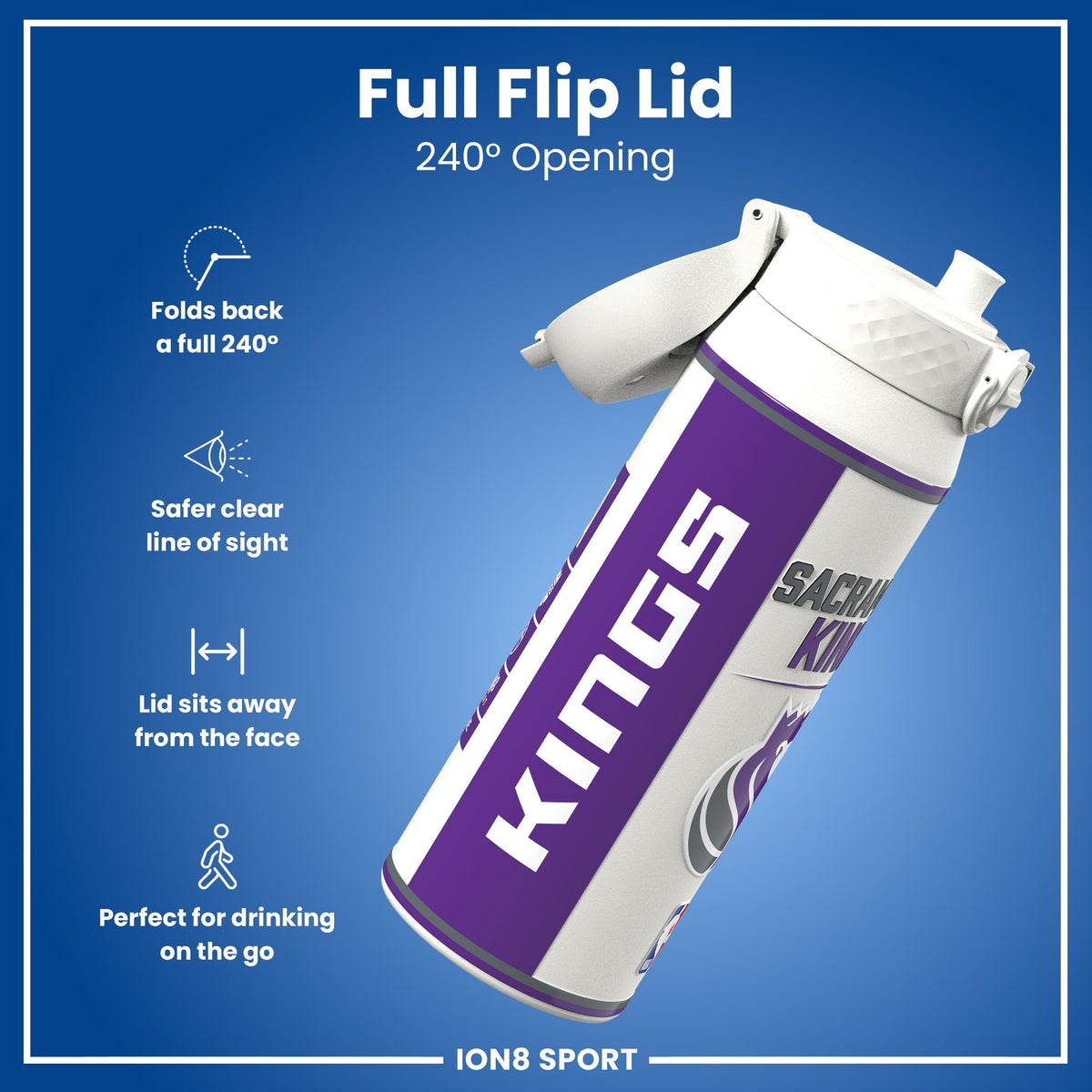 NBA x ION8, Insulated Steel Bottle, Sacramento Kings, 750ml (24oz)