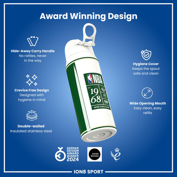 NBA x ION8, Insulated Steel Bottle, Milwaukee Bucks, 750ml (24oz)