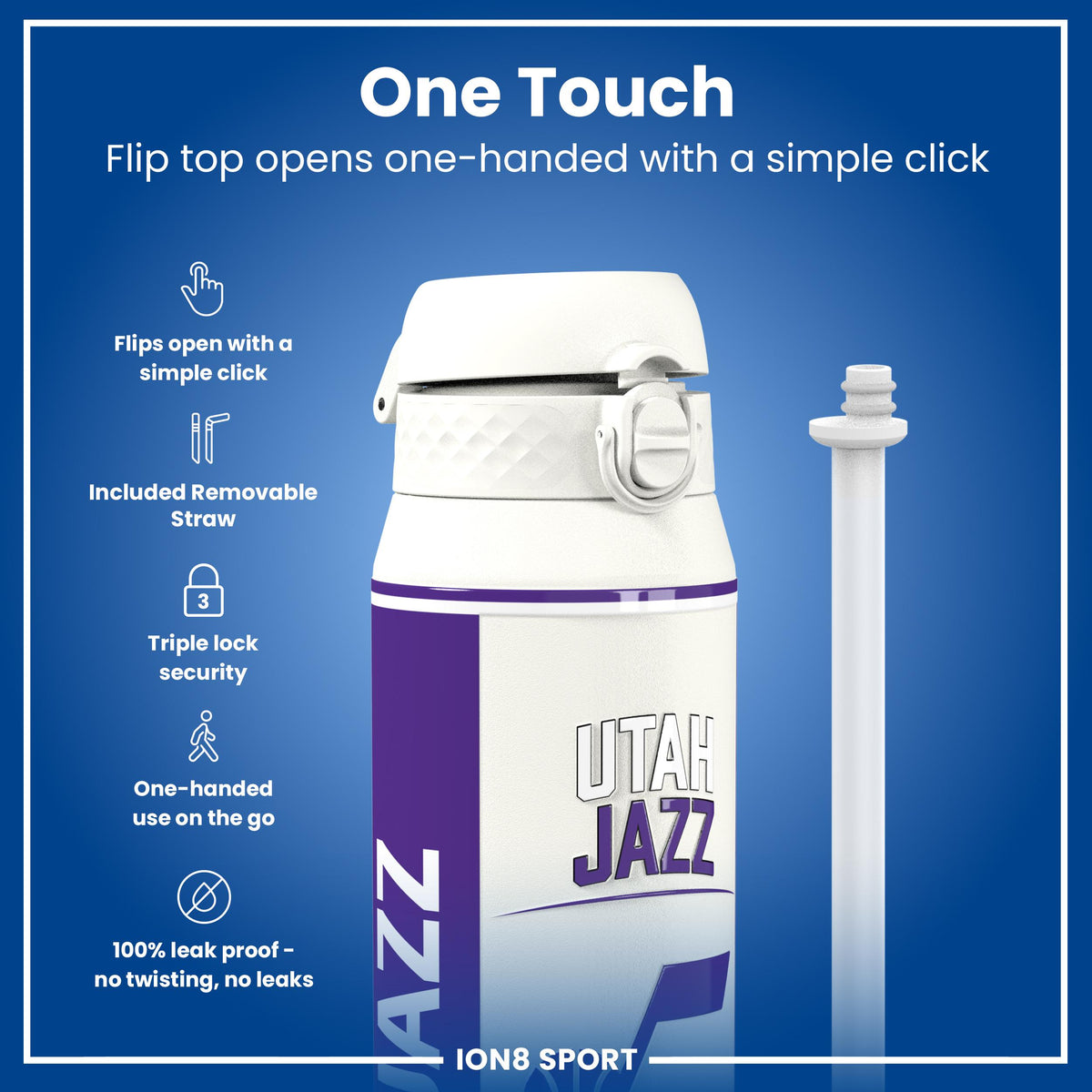 NBA x ION8, Insulated Steel Bottle, Utah Jazz, 750ml (24oz)