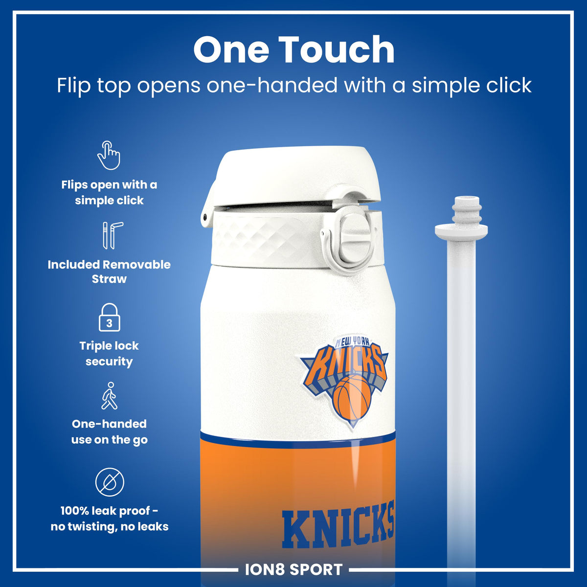 NBA x ION8, Insulated Steel Bottle, NY Knicks, 750ml (24oz)