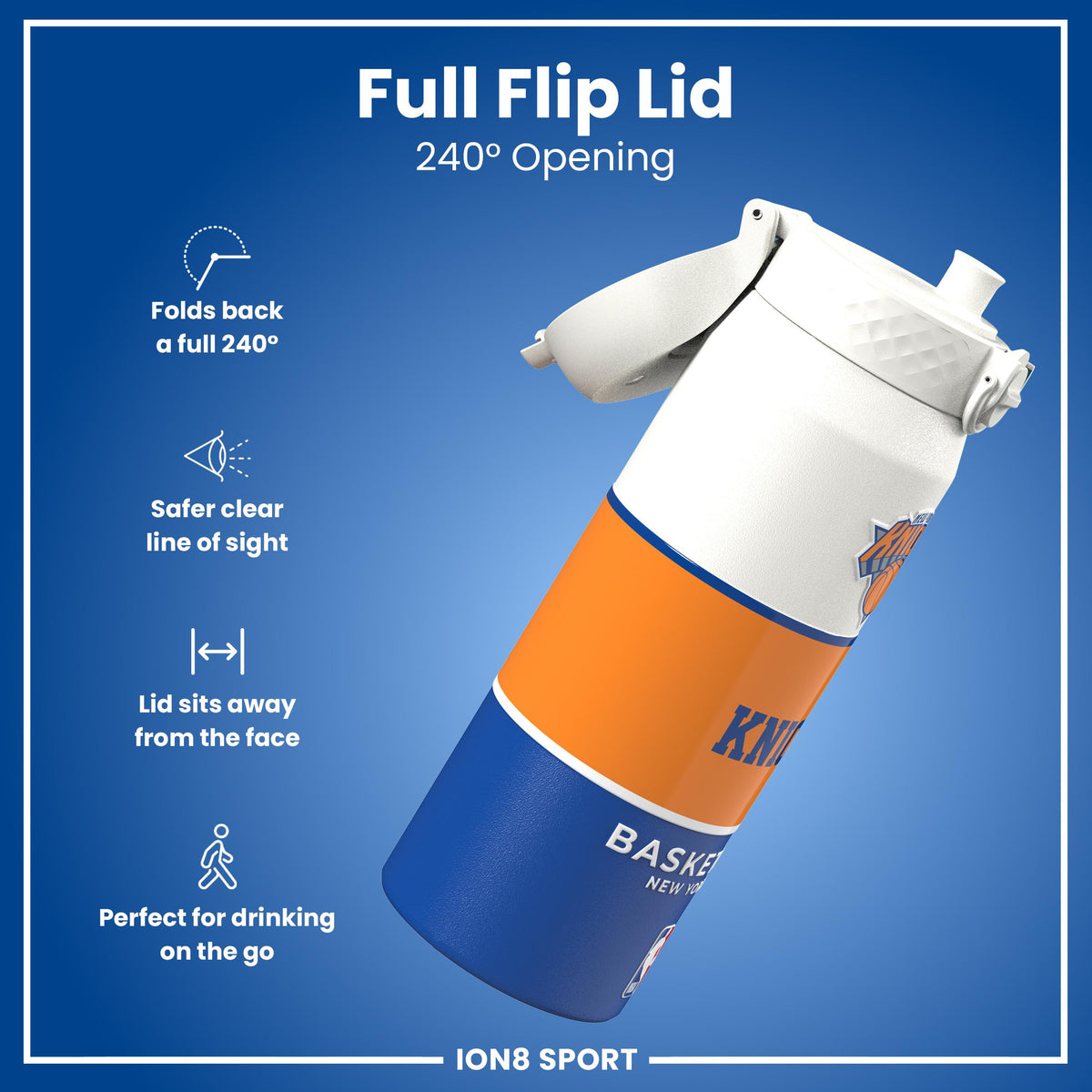 NBA x ION8, Insulated Steel Bottle, NY Knicks, 750ml (24oz)