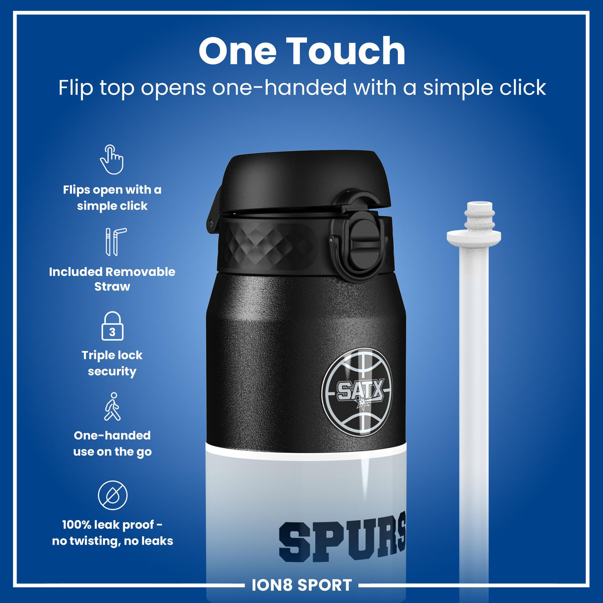 NBA x ION8, Insulated Steel Bottle, SA Spurs, 750ml (24oz)