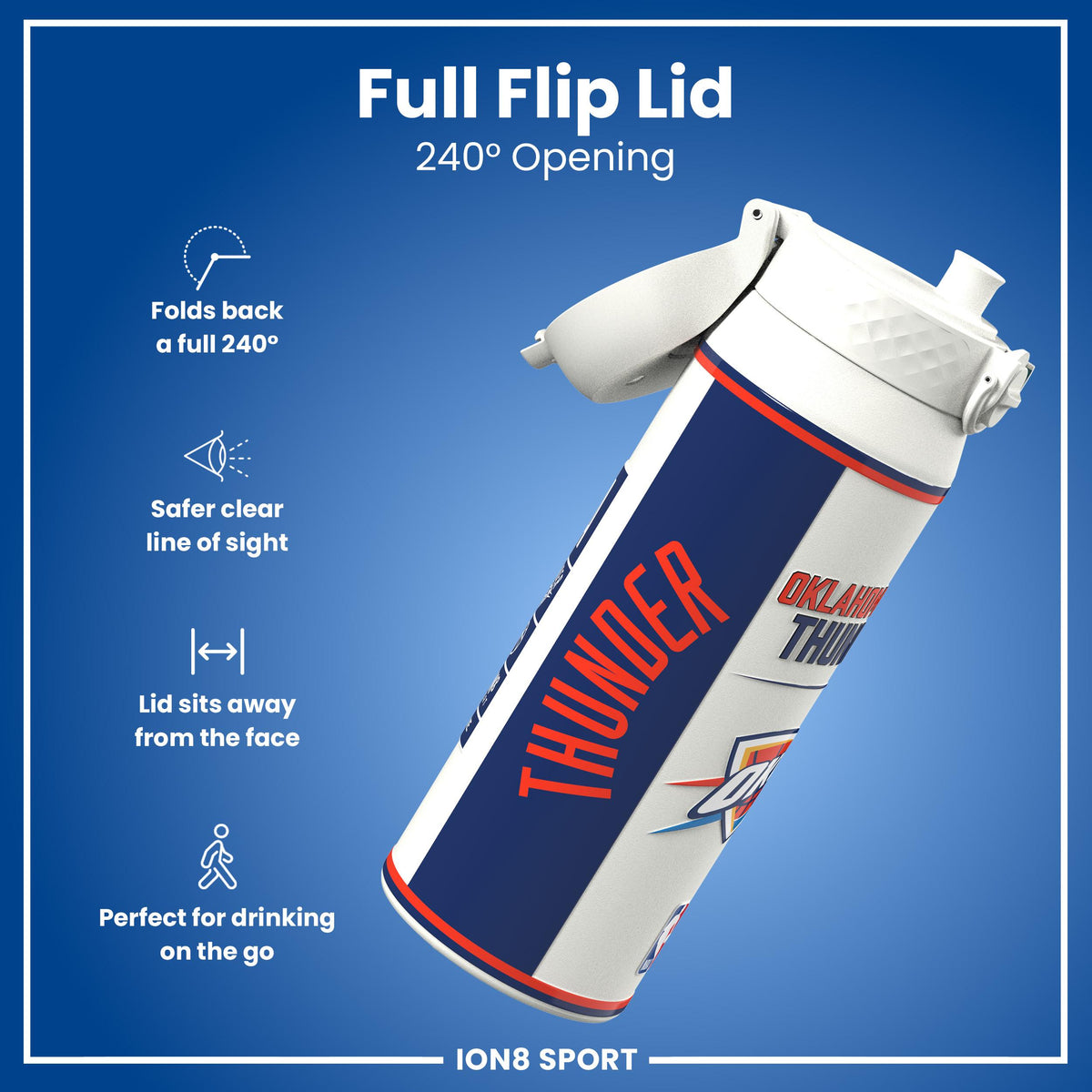 NBA x ION8, Insulated Steel Bottle, OK City Thunder, 750ml (24oz)