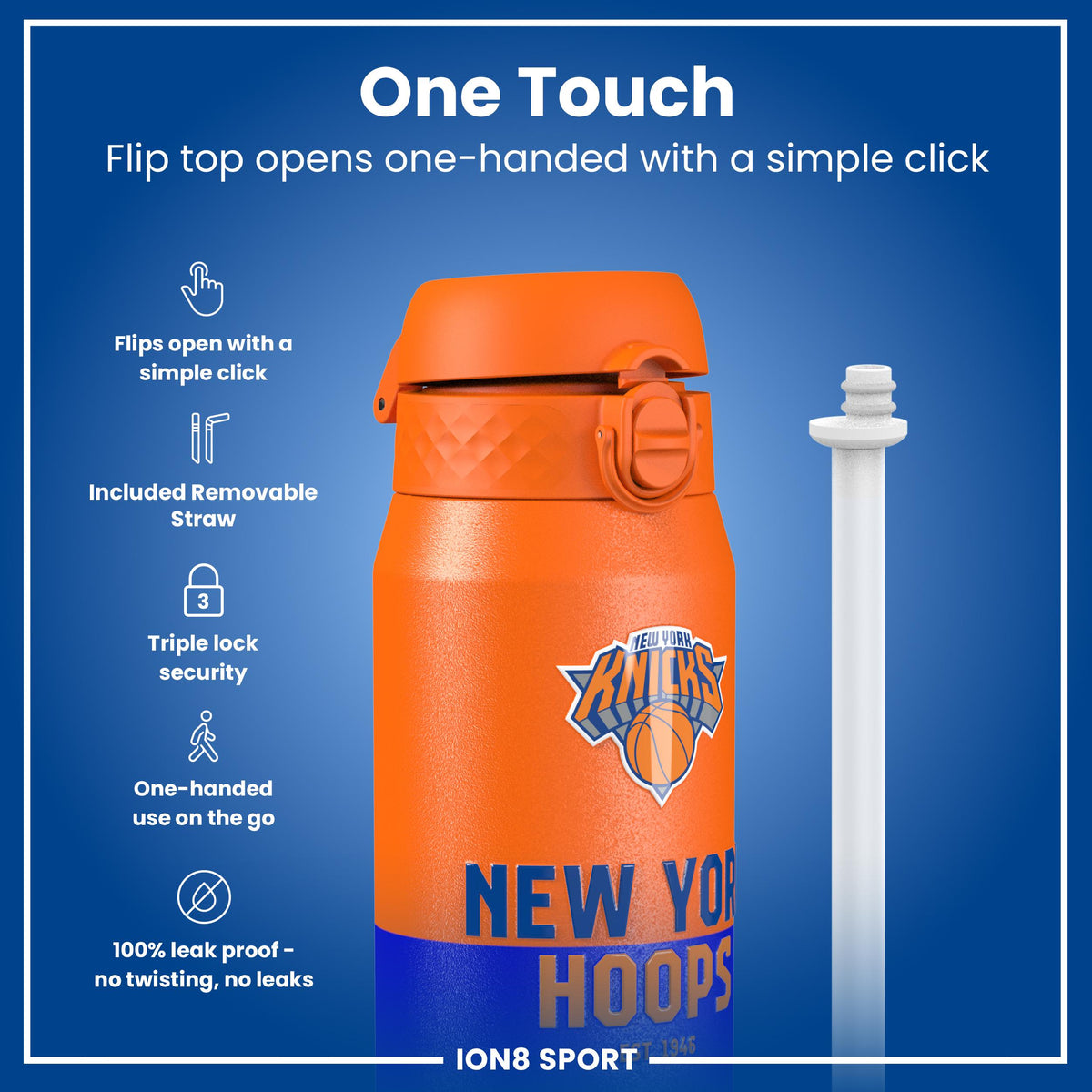 NBA x ION8, Insulated Steel Bottle, NY Knicks, 750ml (24oz)