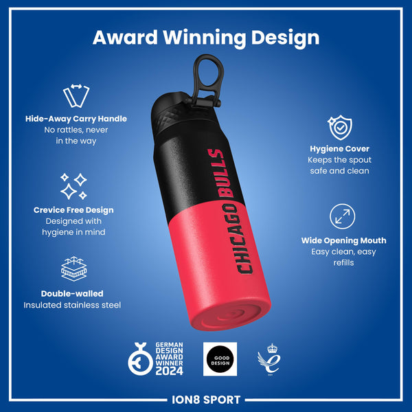 NBA x ION8, Insulated Steel Bottle, Chicago Bulls, 750ml (24oz)