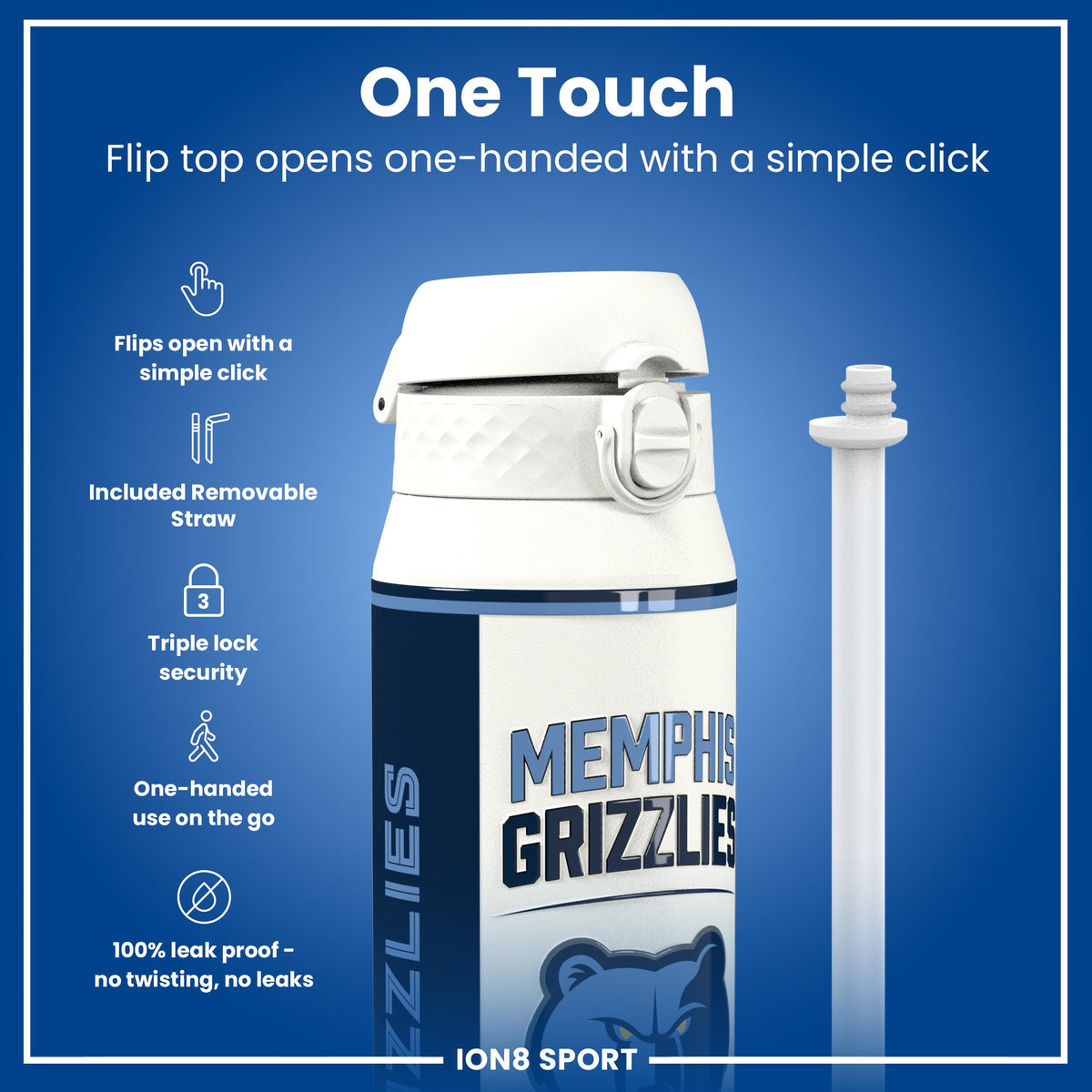 NBA x ION8, Insulated Steel Bottle, Memphis Grizzlies, 750ml (24oz)