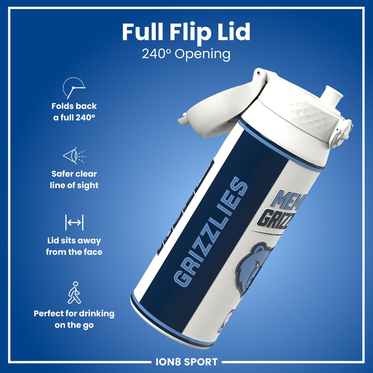 NBA x ION8, Insulated Steel Bottle, Memphis Grizzlies, 750ml (24oz)