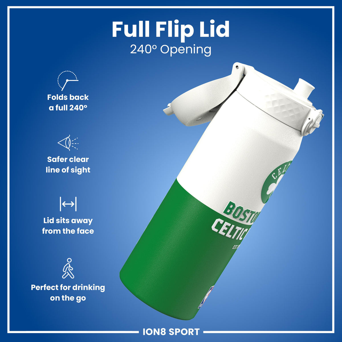NBA x ION8, Insulated Steel Bottle, Boston Celtics, 750ml (24oz)