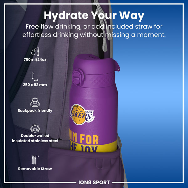 NBA x ION8, Insulated Steel Bottle, LA Lakers, 750ml (24oz)