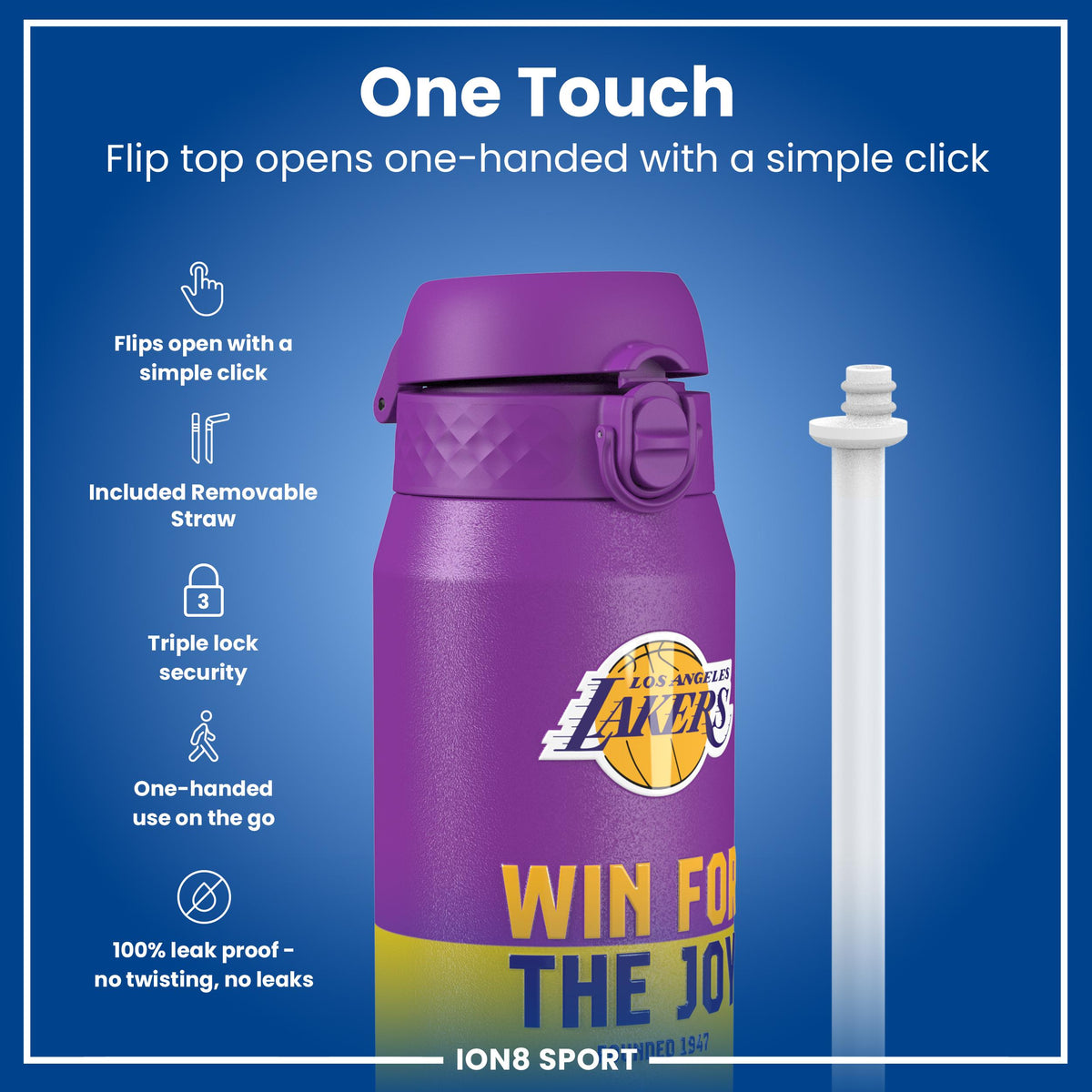 NBA x ION8, Insulated Steel Bottle, LA Lakers, 750ml (24oz)
