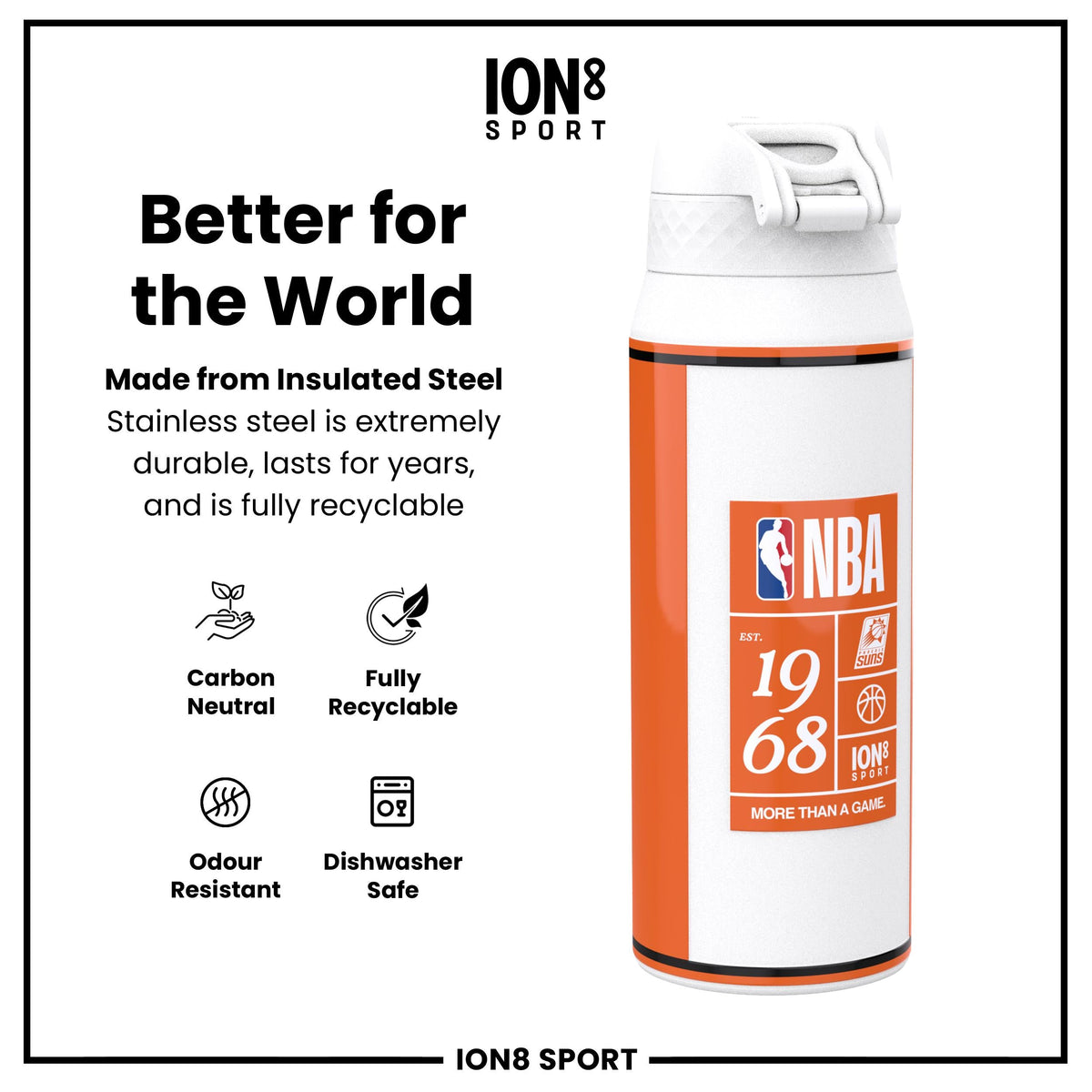NBA x ION8, Insulated Steel Bottle, Phoenix Suns, 750ml (24oz)