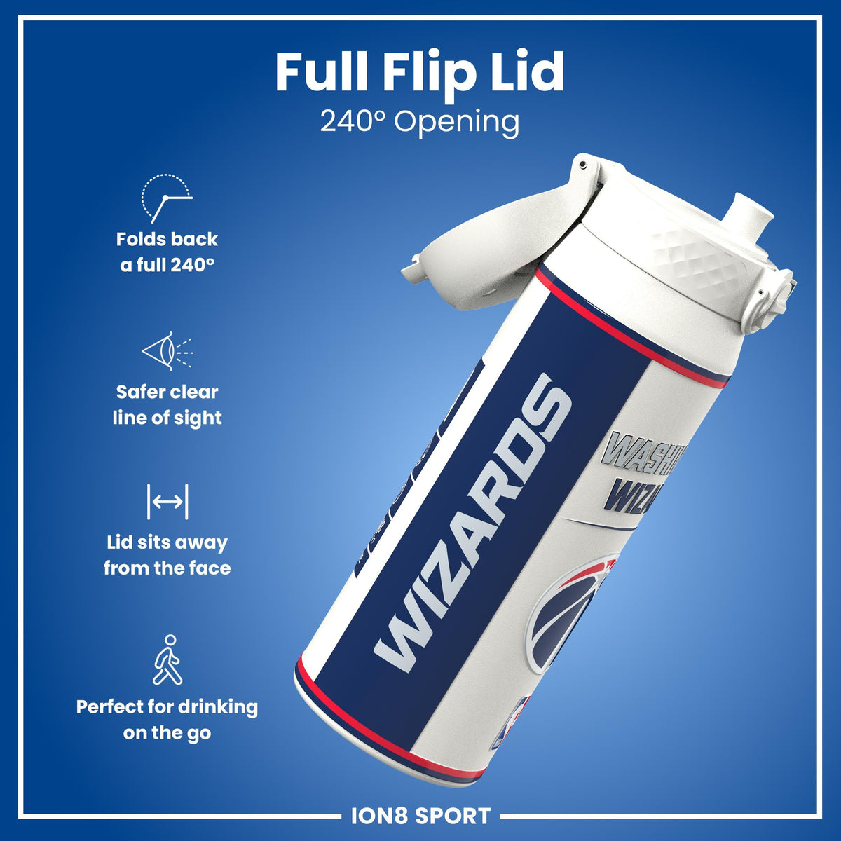 NBA x ION8, Insulated Steel Bottle, D.C Wizards, 750ml (24oz)