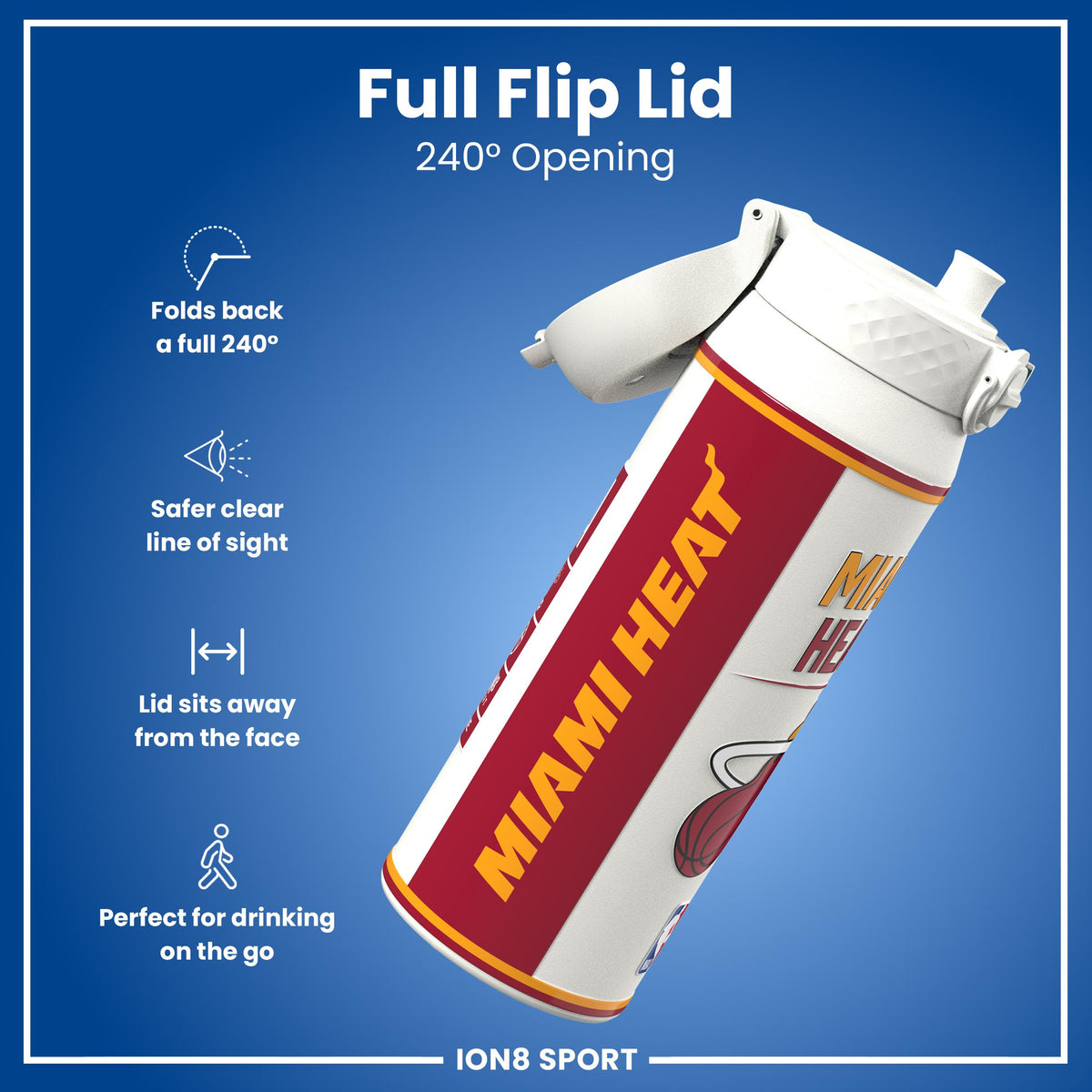 NBA x ION8, Insulated Steel Bottle, Miami Heat, 750ml (24oz)