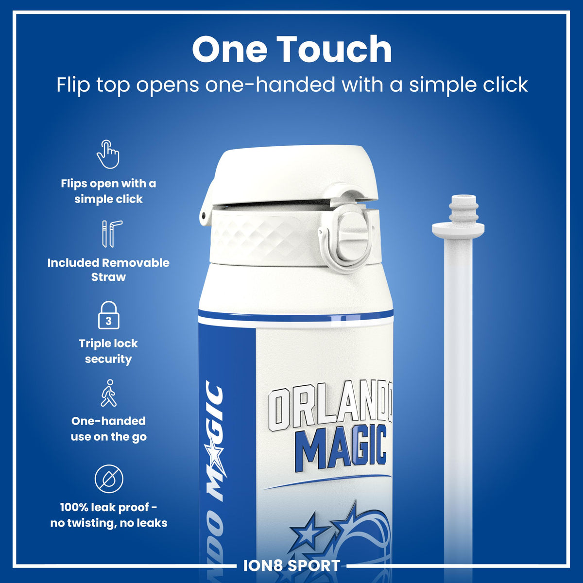 NBA x ION8, Insulated Steel Bottle, Orlando Magic, 750ml (24oz)