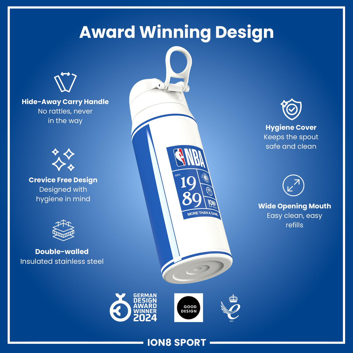 NBA x ION8, Insulated Steel Bottle, Orlando Magic, 750ml (24oz)