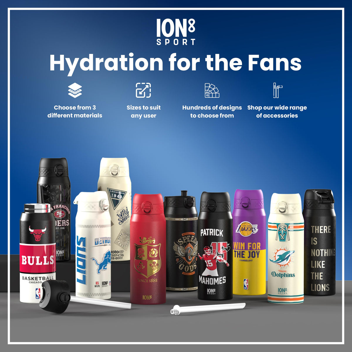 NBA x ION8, Insulated Steel Bottle, Chicago Bulls, 750ml (24oz)