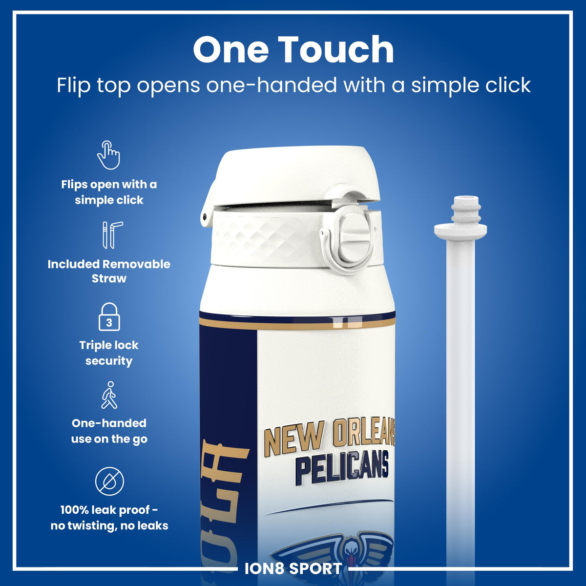 NBA x ION8, Insulated Steel Bottle, NOLA Pelicans, 750ml (24oz)