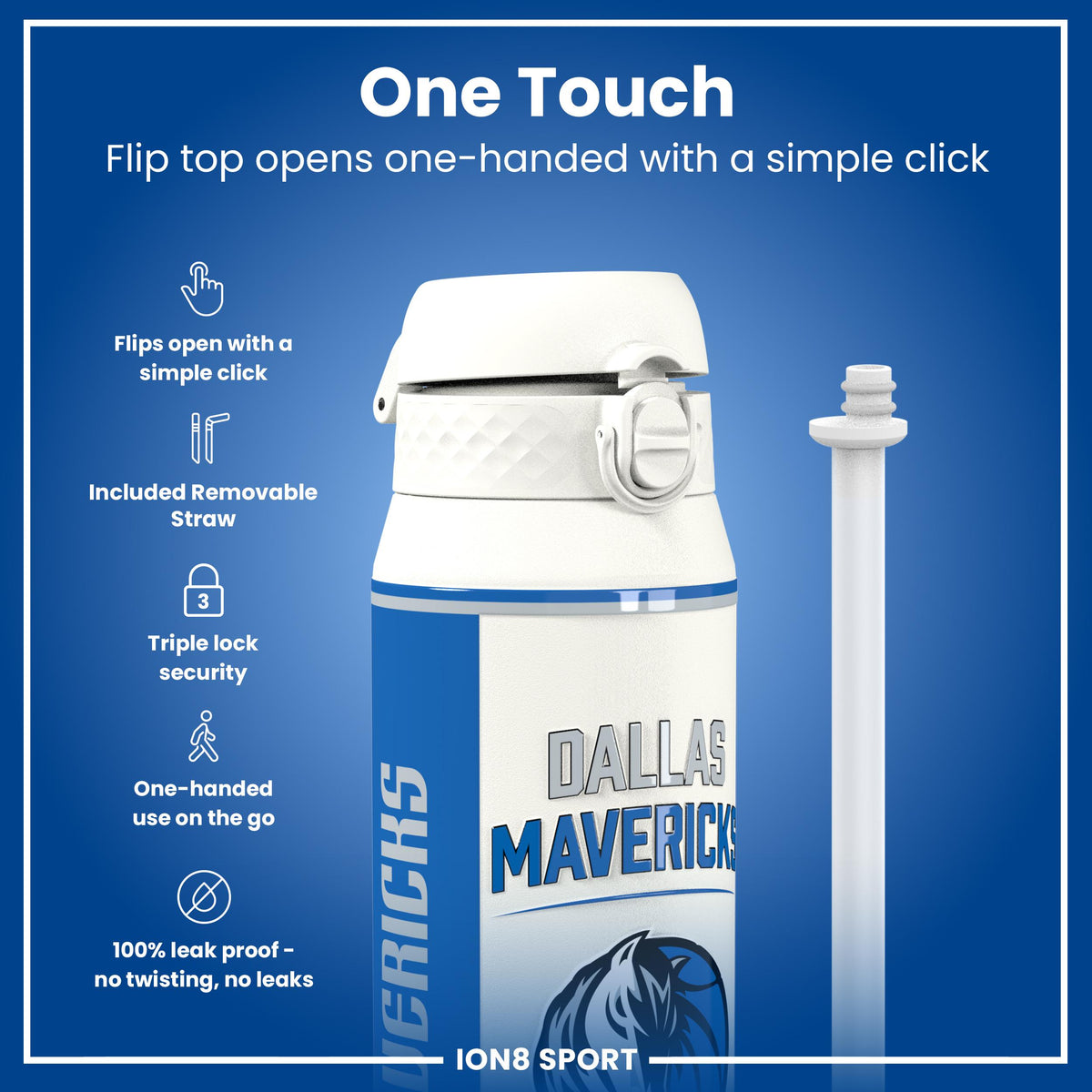 NBA x ION8, Insulated Steel Bottle, Dallas Mavericks, 750ml (24oz)