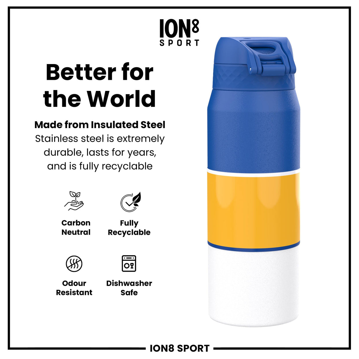 NBA x ION8, Insulated Steel Bottle, GS Warriors, 750ml (24oz)