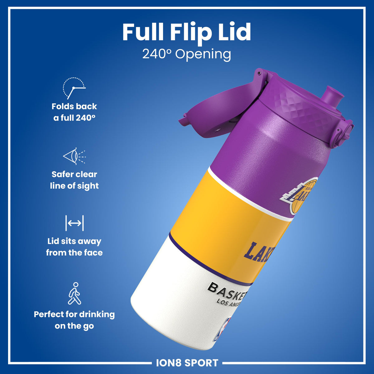 NBA x ION8, Insulated Steel Bottle, LA Lakers, 750ml (24oz)