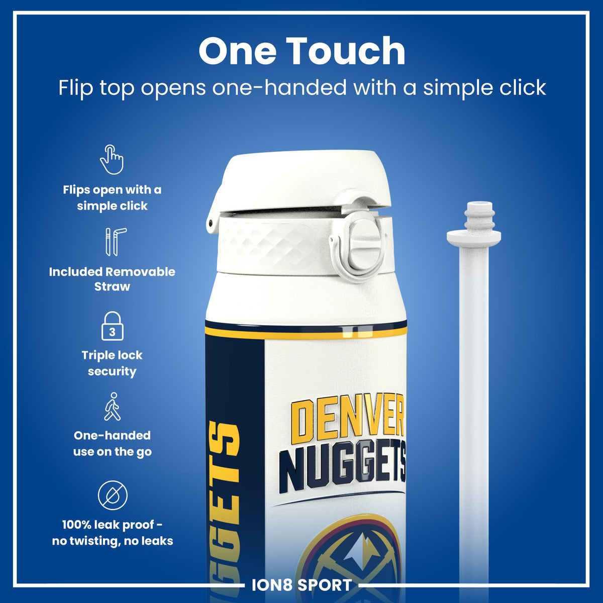 NBA x ION8, Insulated Steel Bottle, Denver Nuggets, 750ml (24oz)