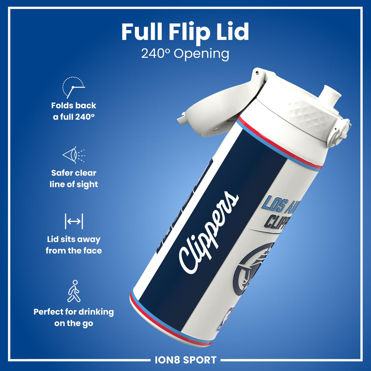 NBA x ION8, Insulated Steel Bottle, LA Clippers, 750ml (24oz)