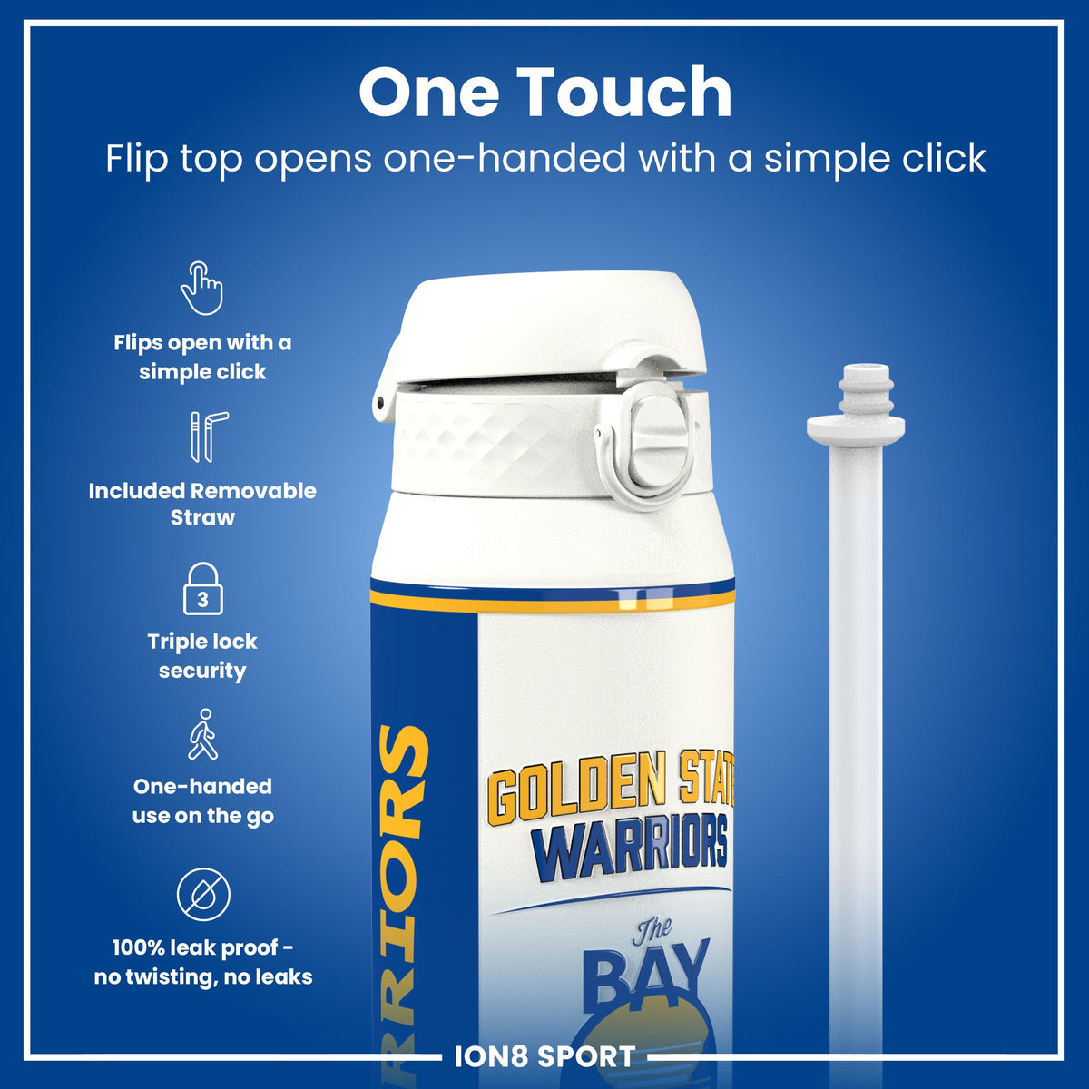 NBA x ION8, Insulated Steel Bottle, GS Warriors, 750ml (24oz)