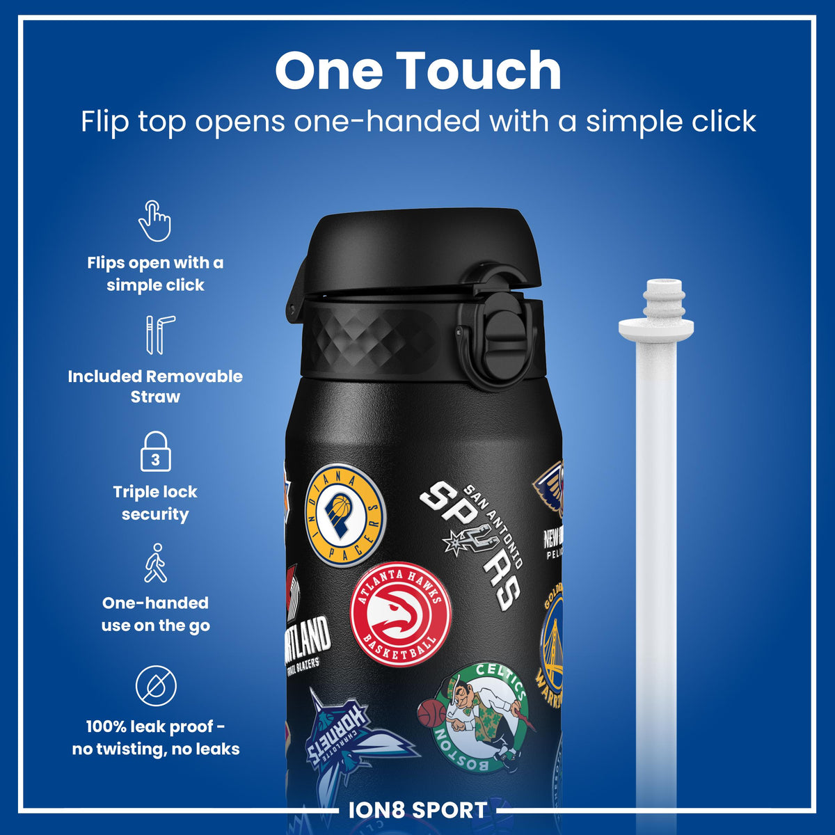 NBA x ION8, Insulated Steel Bottle, Multi Teams, 750ml (24oz)