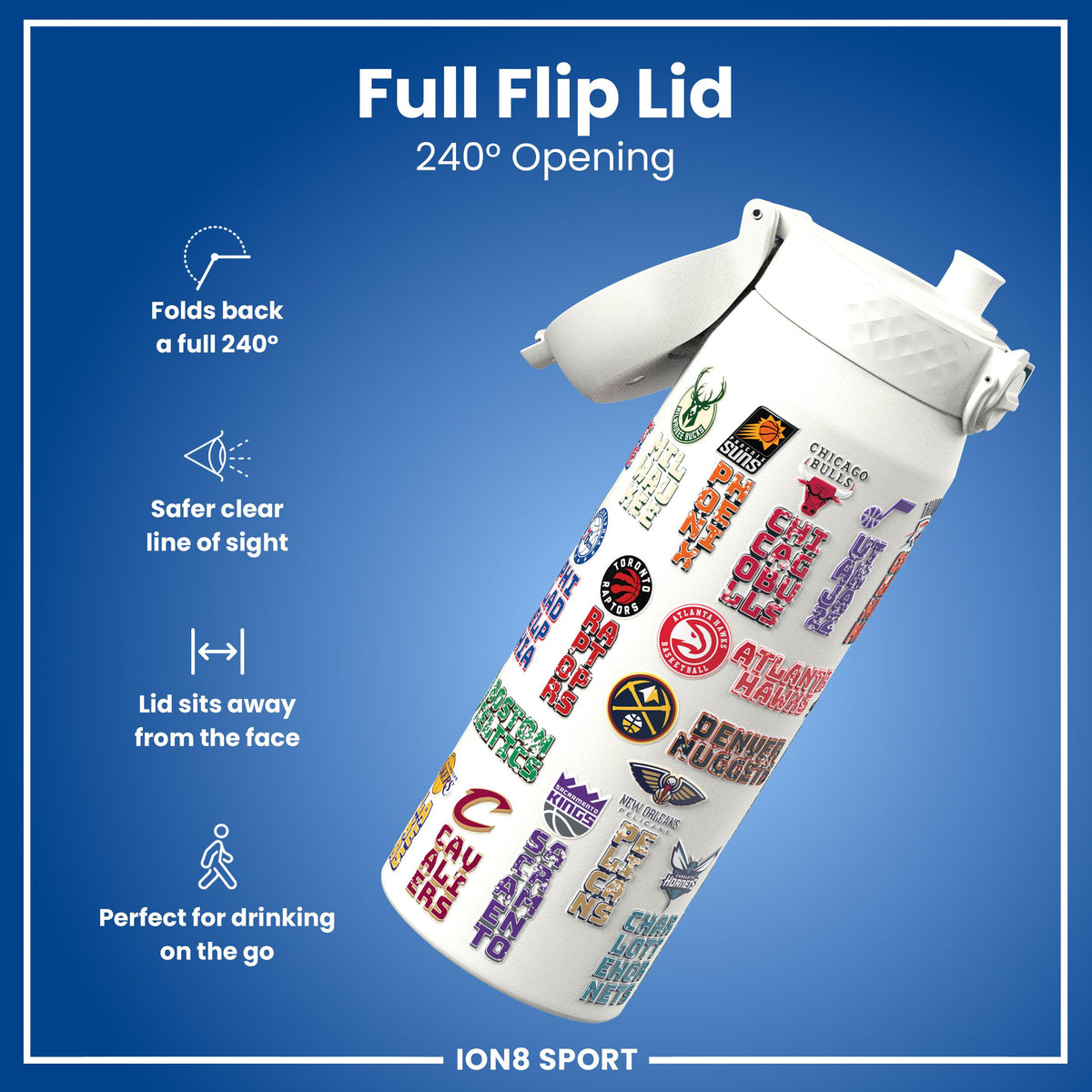 NBA x ION8, Insulated Steel Bottle, Patch Logos, 750ml (24oz)