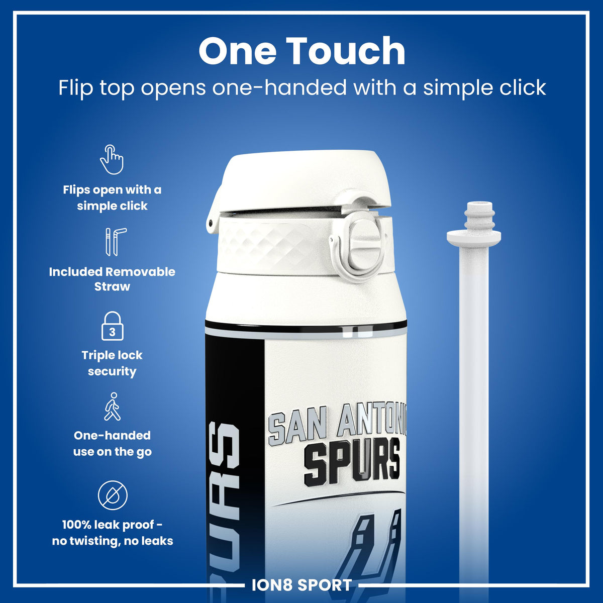 NBA x ION8, Insulated Steel Bottle, SA Spurs, 750ml (24oz)
