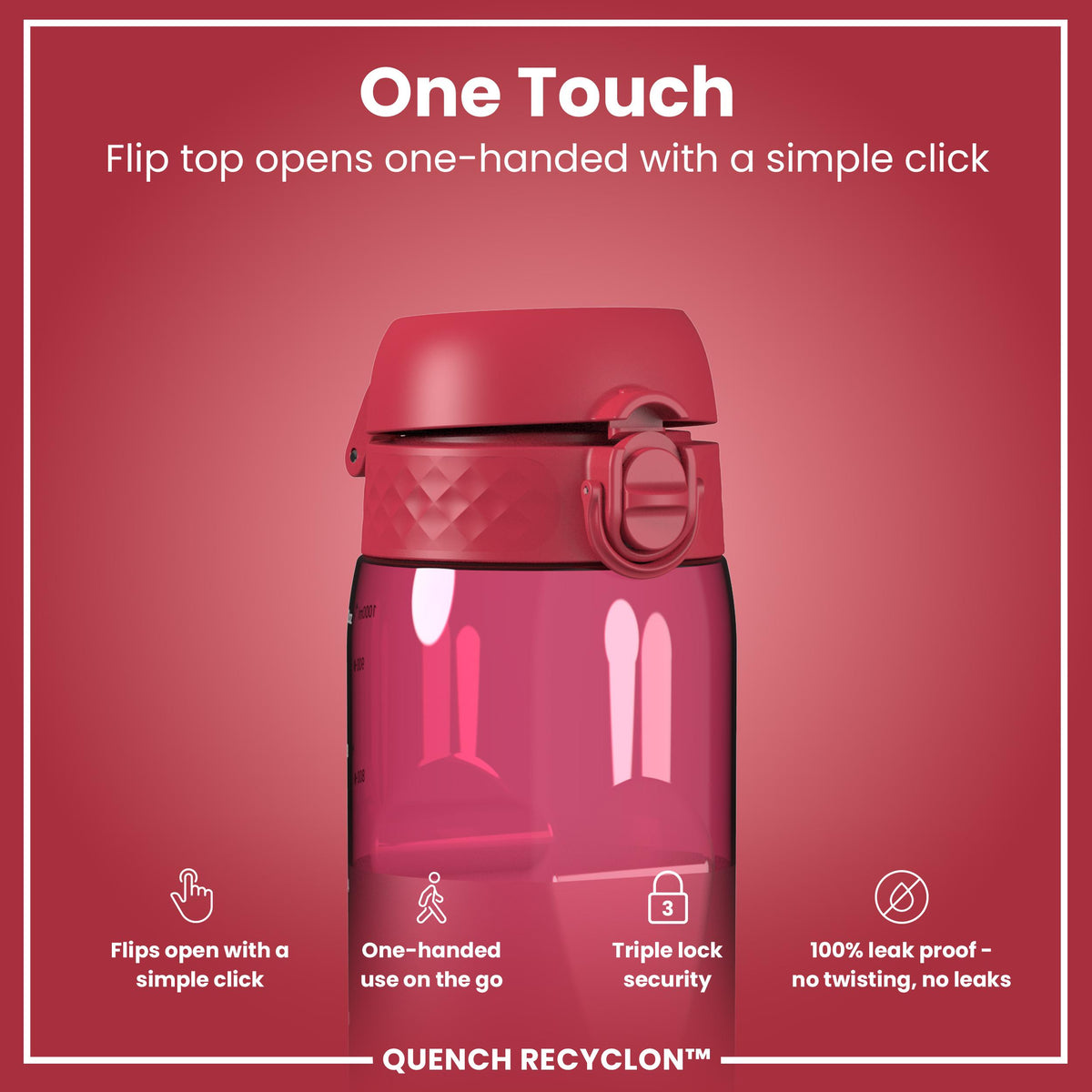 Leak Proof 1 litre Water Bottle, Recyclon, Half-Cut, Magenta, 1L